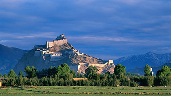 palace on a hill in china, trees, fields, palace, hill HD wallpaper
