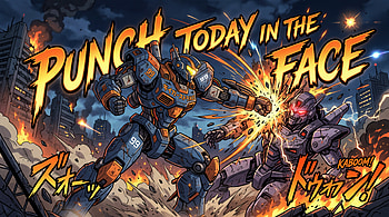 : Punch Today in the Face — Mecha Showdown, Battle, Comic HD wallpaper