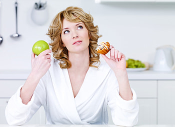 Healthy Habits: Fruits First, white, blonde, kitchen, girl, beautiful, cake, little, light, bright, green, young, apple, choices HD wallpaper