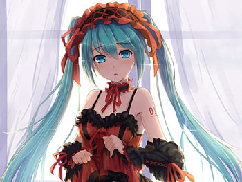 Lolita, vocaloid, twin tails, long hair, dress, miku hatsune, beauty, nice, miku, vocaloids, hatsune, twintails, loli, female, sexy, sweet, window, hatsune miku, twintail, hot, girl, beautiful, curtain, anime girl, anime, pretty, green hair, twin tail, lovely HD wallpaper