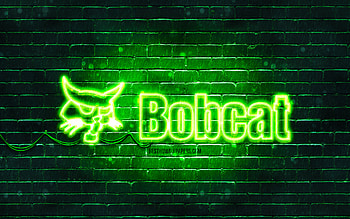 Bobcat green logo, , green brickwall, Bobcat logo, brands, Bobcat neon logo, Bobcat HD wallpaper