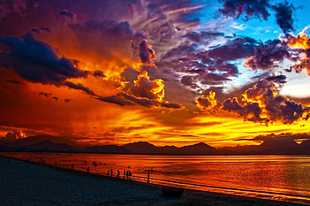 Beach Lagoon, sea, clouds, sky, nature, lagoon, beach HD wallpaper