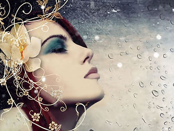 She, abstract, fantasy, flower, woman HD wallpaper