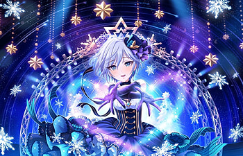 Anastasia, winter, blue, black, festival, cute, dress, beauty, lady, snowflakes, short hair, female, sweet, soft, girl, beautiful, anime girl, anime, pretty, white hair, lovely HD wallpaper