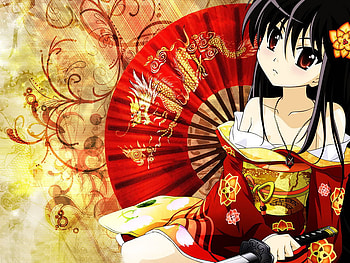 cute,girl,red kimono, red kimono, cute, girl HD wallpaper