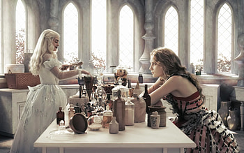 White Queen and Alice, Alice in Wonderland (Movie) HD wallpaper
