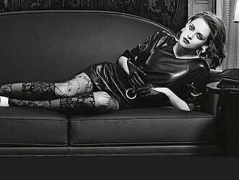 Kristen Stewart, sexy, model, sofa, , 2016, beautiful, actress, Stewart, Kristen, stockings, Chanel, legs HD wallpaper
