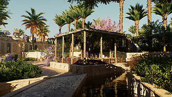 Assassin's Creed Mirage: Oasis Courtyard, Assassin's Creed, video game, Assassin's Creed Mirage HD wallpaper
