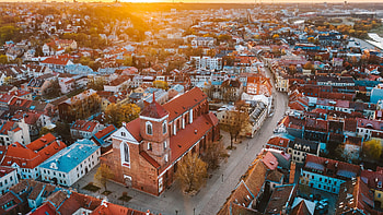 Lithuania travels, Sunrise lithuania kaunas, Old town section HD wallpaper