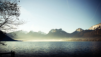 Nature, Mountains, Lake, Fog, Branches, Branch, Silence HD wallpaper