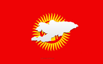 Kyrgyzstan map silhouette, Flag of Kyrgyzstan, silhouette on the flag, Kyrgyzstan, 3d Kyrgyzstan map silhouette, Kyrgyzstan flag, Kyrgyzstan 3d map HD wallpaper