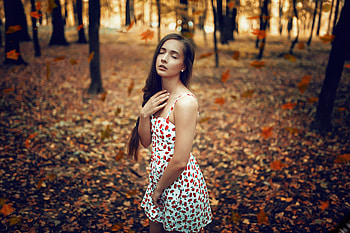 Girl Outdoor In Nature Closed Eyes , girls, model HD wallpaper