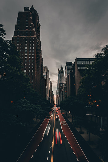 Cities, Auto, Trees, City, Road HD phone wallpaper