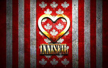 I Love Innisfil, canadian cities, golden inscription, Day of Innisfil, Canada, golden heart, Innisfil with flag, Innisfil, favorite cities, Love Innisfil HD wallpaper
