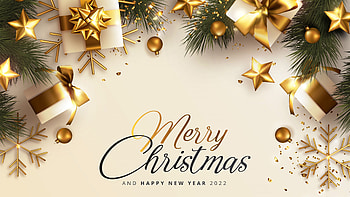Merry Christmas And Happy New Year Golden Stars Decoration Balls Christmas HD wallpaper