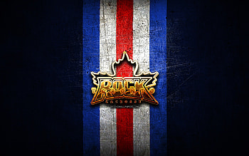 Toronto Rock, golden logo, NLL, blue metal background, american lacrosse team, Toronto Rock logo, National Lacrosse League, lacrosse HD wallpaper