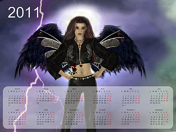 Calendar 2011, fairy, gothic, 3d, calendar HD wallpaper