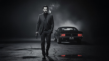 John Wick The Boogeyman Returns, john-wick, movies, keanu-reeves, artwork, art, digital-art, ai, monochrome, black-and-white HD wallpaper