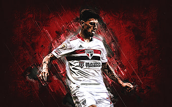 Emiliano Rigoni, Sao Paulo FC, SPFC, Argentine soccer player, red stone background, soccer, Serie A, Brazil HD wallpaper