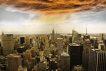 Storm over Manhattan, man made, Manhattan HD wallpaper