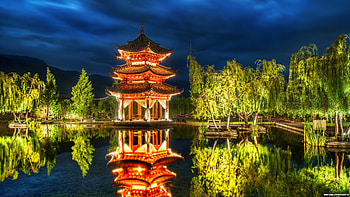 palace, china, palacio, water, light HD wallpaper