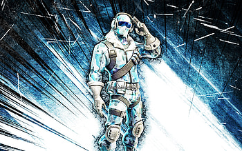 Frostbite, grunge art, Fortnite Battle Royale, Fortnite characters, blue abstract rays, Frostbite Skin, Fortnite, Frostbite Fortnite HD wallpaper