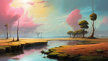 Enchanting Sunset Marsh -, marsh, landscape, nature, water HD wallpaper
