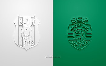 Besiktas vs Sporting, 2021, UEFA Champions League, Group С, 3D logos, white green background, Champions League, football match, 2021 Champions League, Besiktas, Sporting HD wallpaper