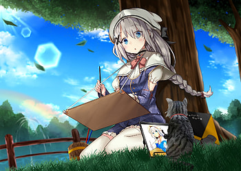 Art, drawing, anime girl, ourdoor HD wallpaper
