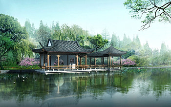 park in china, forests, nature, water, scenic HD wallpaper