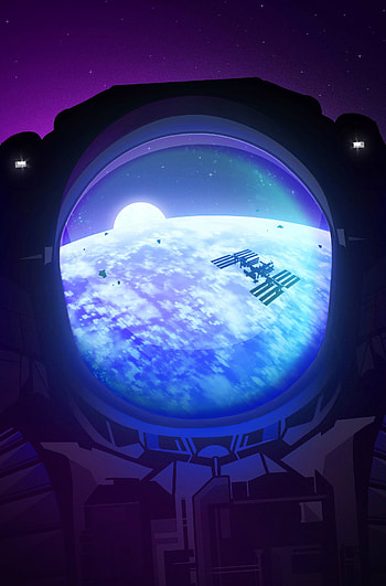 Art, Planet, Porthole, Satellite HD phone wallpaper