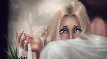 Tears, white, blonde, art, man, girl, hand, woman, sad, fantasy, crying, luminos HD wallpaper