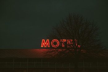 Night, Words, Backlight, Illumination, Inscription, Sign, Signboard, Motel HD wallpaper