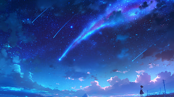 Your Name. — Mitsuha's Blue Comet Sky ( Quad ), Anime, Sky Anime, Mitsuha Miyamizu, Your Name., blue anime HD wallpaper