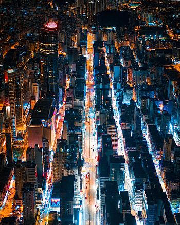 Cities, Building, Lights, Road, Night City, Hong Kong, Hong Kong S.a.r HD phone wallpaper