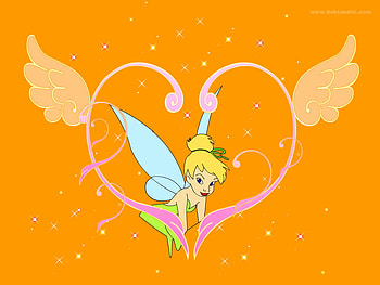 tinkerbell, fairy, heart, orange HD wallpaper
