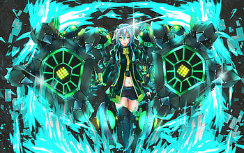 Original, short, blue hair, anime girl HD wallpaper