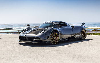 Pagani Huayra BC, , hypercar, front view, exterior, black Huayra, luxury supercars, Pagani HD wallpaper