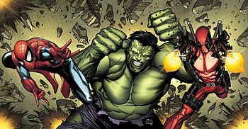 Deadpool Hulk Spiderman Art, deadpool, hulk, spiderman, artwork, digital-art, superheroes HD wallpaper