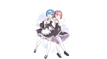 Rem and ram, RE:zero, minimal HD wallpaper