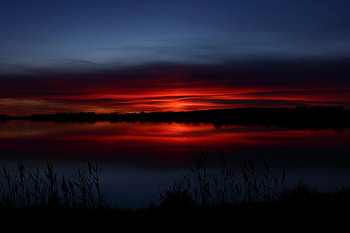 Sun Setting Over A Pond Near Montpellier France, sunset, nature HD wallpaper