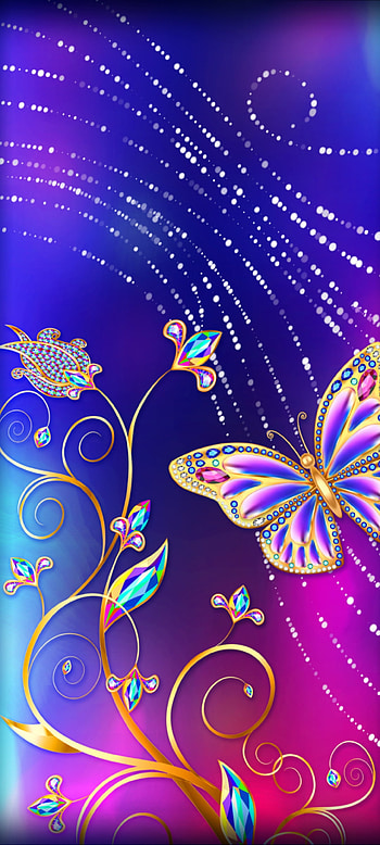 Purple Jewel Butterfly, beautiful, electric blue, art, diamond, Luxury, fantastic, Golden HD phone wallpaper
