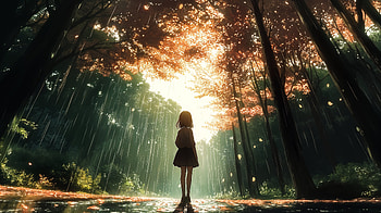 Enchanting Anime Forest: A Stunning Ultra, Anime, anime forest, forest, sunlight, girl, anime girl HD wallpaper