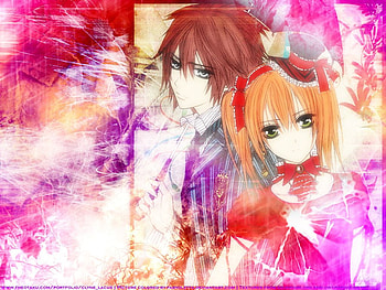vampire kinght, yuki, knight, blue eye, girl, vampire, pink, anime, boy, violet, redhead, clolors HD wallpaper