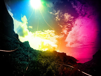 Lines, colorful, pink, forest, skies HD wallpaper