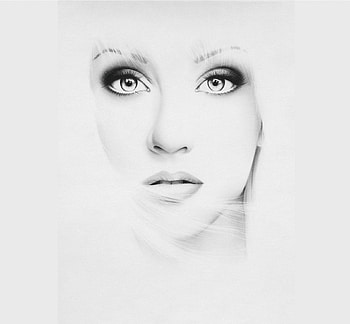 Beauty, white, blonde, black and white, pale, eyes, woman HD wallpaper