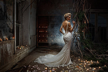 Bride, white, model, galia lahav, candle, girl, dress, woman HD wallpaper
