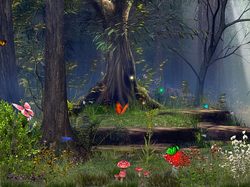 Butterfly Jungle, jungle, cg, butterfly, 3d HD wallpaper