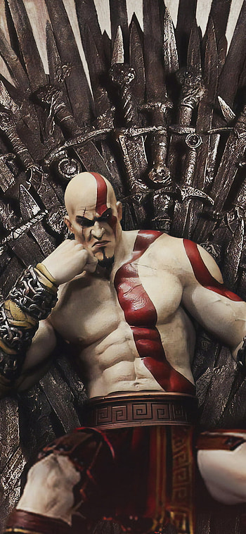 Kratos on the Iron Throne, Kratos (God Of War), video game, God of War (2018) HD phone wallpaper