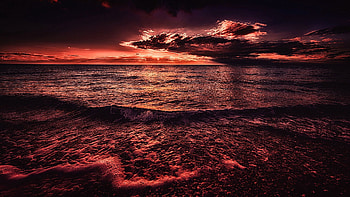 Sunset, Sea, Horizon, Dark, Surf HD wallpaper